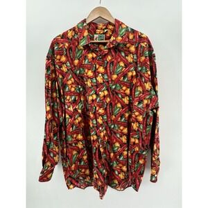 Vtg Johnny Cotton Hot Chili Peppers Shirt Mens XL Long Sleeve Button Down FF43